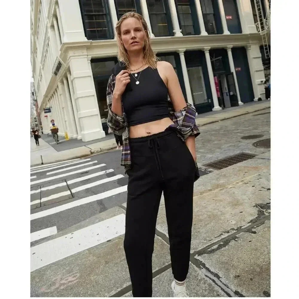 Madewell Women's MWL Form Racerback Crop Top Size XL in Black NWT